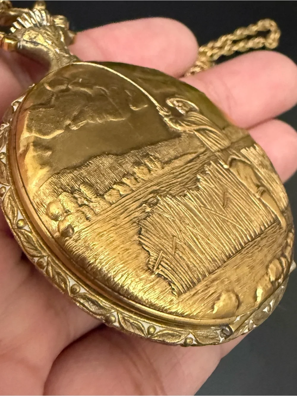 Vintage ARNEX 17 Jewel Incabloc Swiss Fisherman Gold Plated Chain Pocket Watch